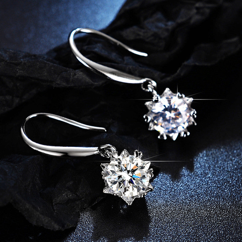 Jewels Galaxy Silver Plated Crystal Studded Anti Tarnish Circular Solitaire Drop Earrings