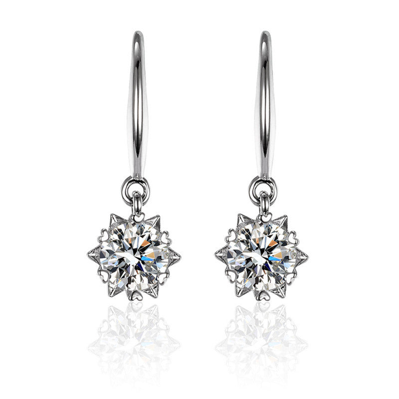 Jewels Galaxy Silver Plated Crystal Studded Anti Tarnish Circular Solitaire Drop Earrings