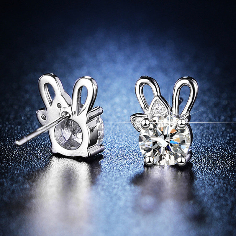 Jewels Galaxy Silver Plated Crystal Studded Unique Bow Tie Clip Solitaire Stud Earrings