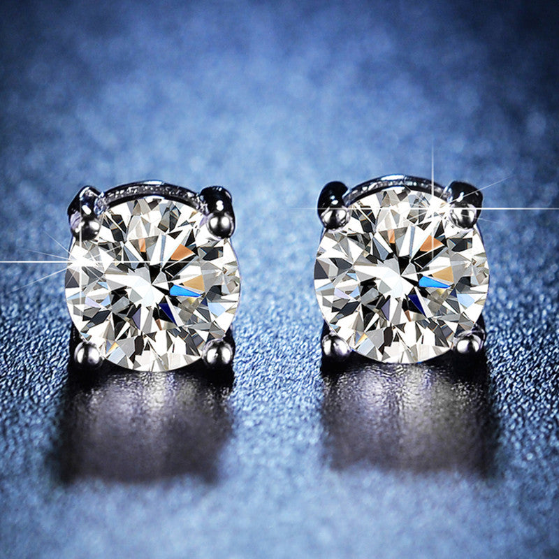 Jewels Galaxy Silver Plated Crystal Studded Anti Tarnish Circular Solitaire Stud Earrings