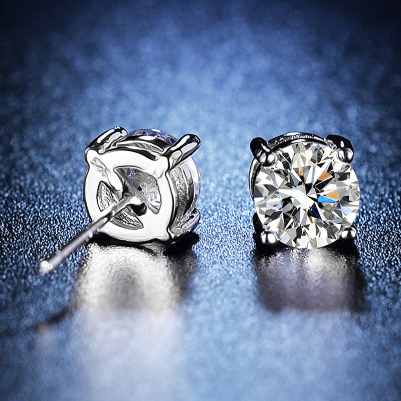 Jewels Galaxy Silver Plated Crystal Studded Anti Tarnish Circular Solitaire Stud Earrings