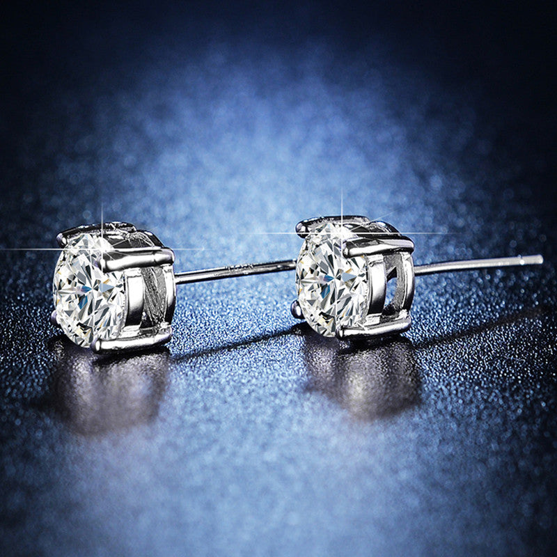 Jewels Galaxy Silver Plated Crystal Studded Anti Tarnish Circular Solitaire Stud Earrings