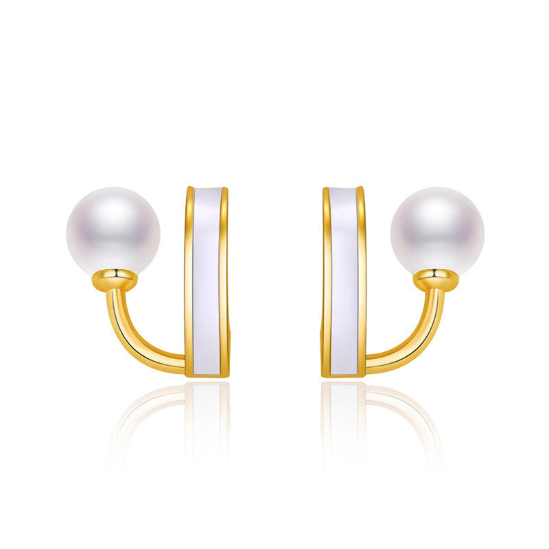 Jewels Galaxy Gold Plated Freshwater Pearl Studded Retro Stud Earrings
