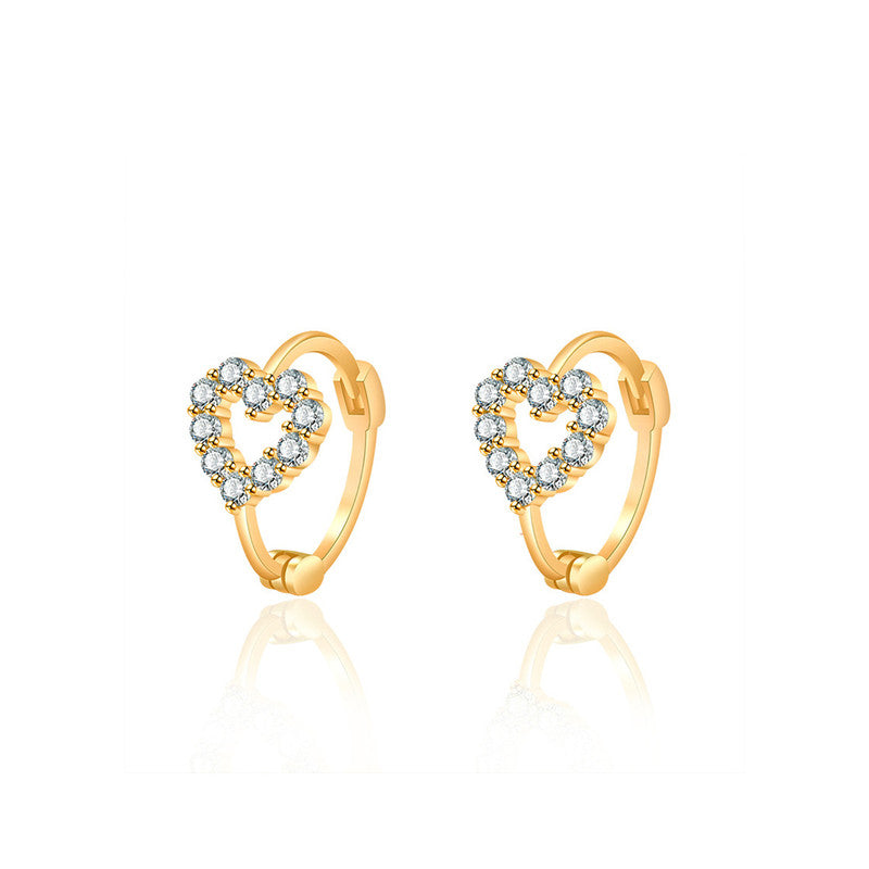 Jewels Galaxy Gold Plated American Diamond Studded Heart Shape Hoop Earrings