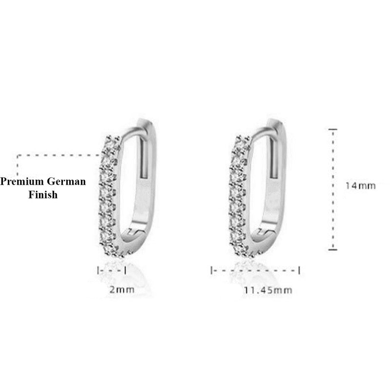 Jewels Galaxy Silver Plated American Diamond Studded Geometrical Korean Hoop Earrings