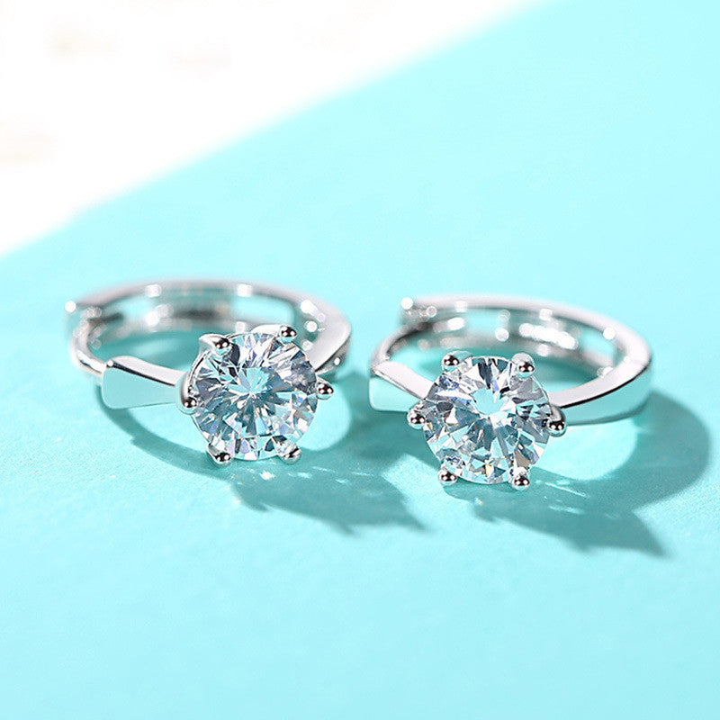 Jewels Galaxy Silver Plated American Diamond Studded Contemporary Korean Stud Earrings