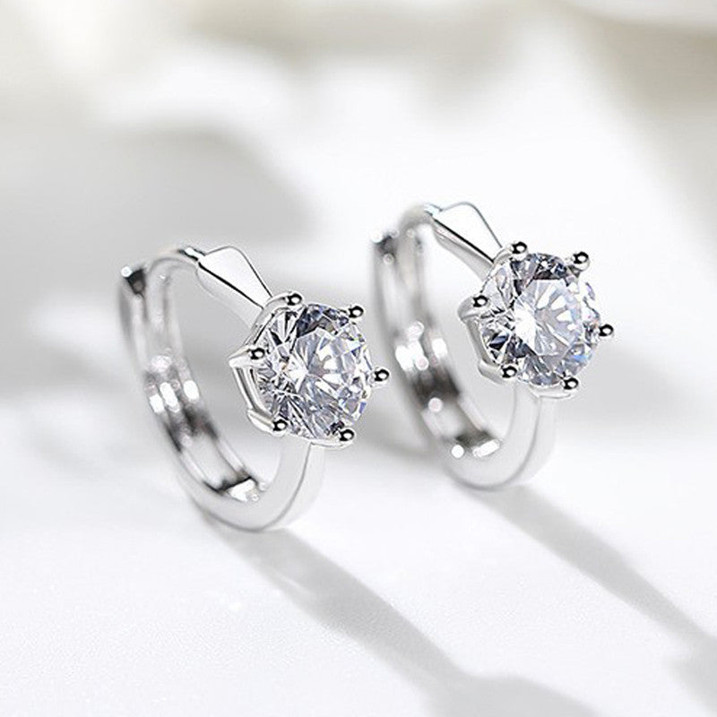 Jewels Galaxy Silver Plated American Diamond Studded Contemporary Korean Stud Earrings