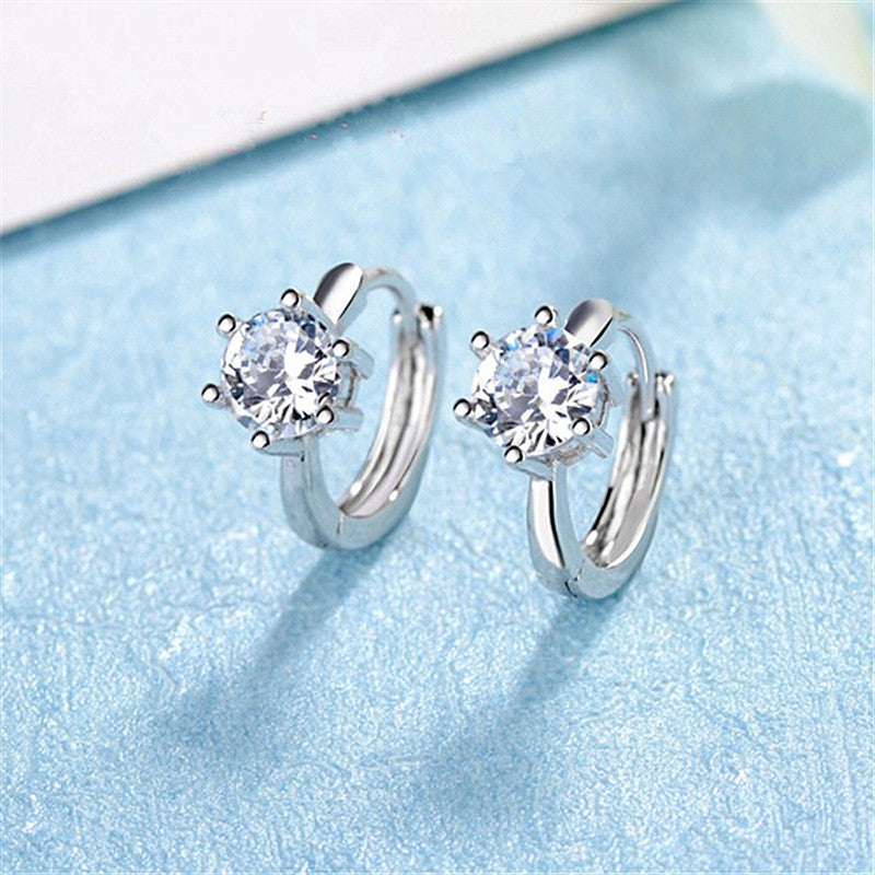Jewels Galaxy Silver Plated American Diamond Studded Contemporary Korean Stud Earrings