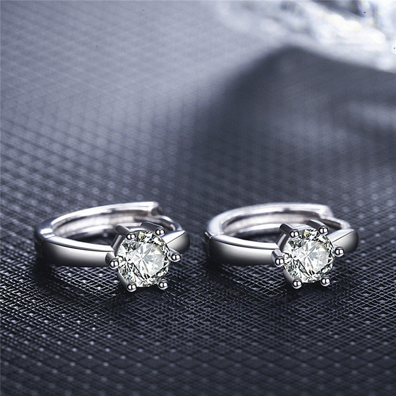 Jewels Galaxy Silver Plated American Diamond Studded Contemporary Korean Stud Earrings