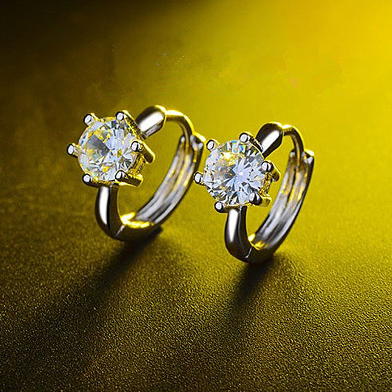 Jewels Galaxy Silver Plated American Diamond Studded Contemporary Korean Stud Earrings