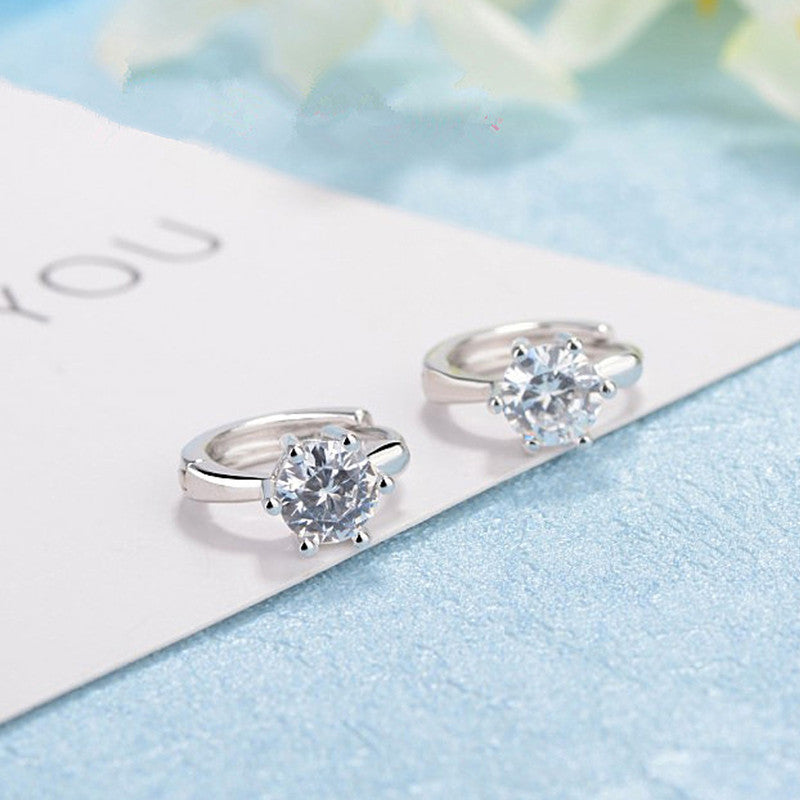 Jewels Galaxy Silver Plated American Diamond Studded Contemporary Korean Stud Earrings