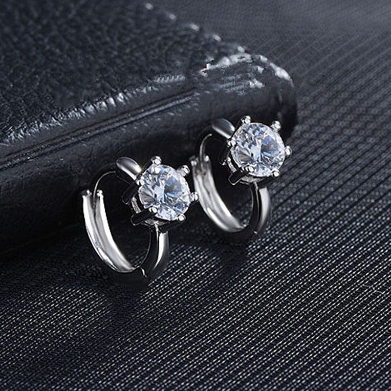 Jewels Galaxy Silver Plated American Diamond Studded Contemporary Korean Stud Earrings