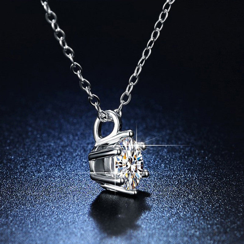 Jewels Galaxy Silver Plated Crystal Studded Anti Tarnish Circular Solitaire Pendant