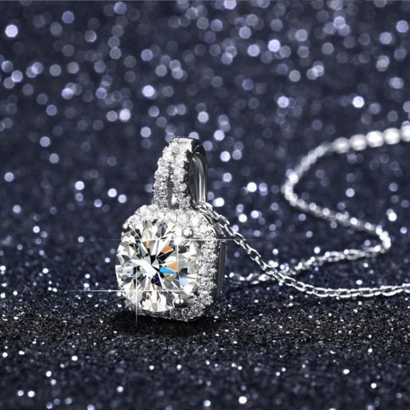 Jewels Galaxy Silver Plated Crystal Studded Square Shape Anti Tarnish Solitaire Pendant
