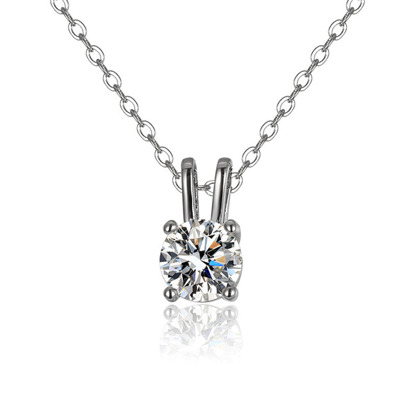 Jewels Galaxy Silver Plated Crystal Studded Circular Shape Anti Tarnish Solitaire Pendant