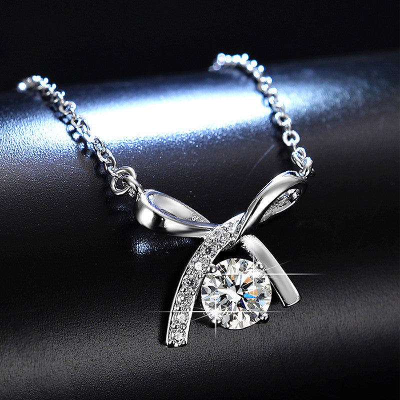 Jewels Galaxy Silver Plated Crystal Studded Infinity Stone Anti Tarnish Pendant