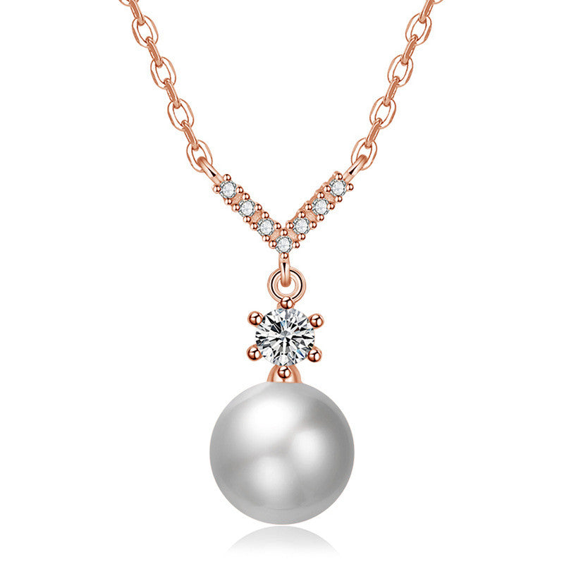 Jewels Galaxy Rose Gold Plated American Diamond Studded Contemporary Korean Pendant