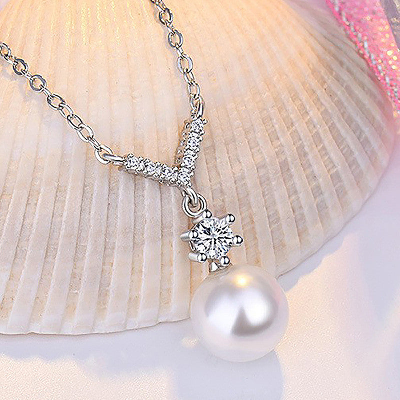 Jewels Galaxy Silver Plated American Diamond Studded Contemporary Korean Pendant