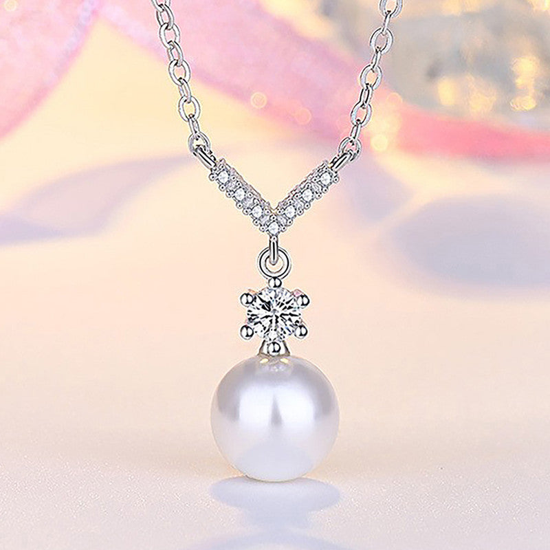 Jewels Galaxy Silver Plated American Diamond Studded Contemporary Korean Pendant