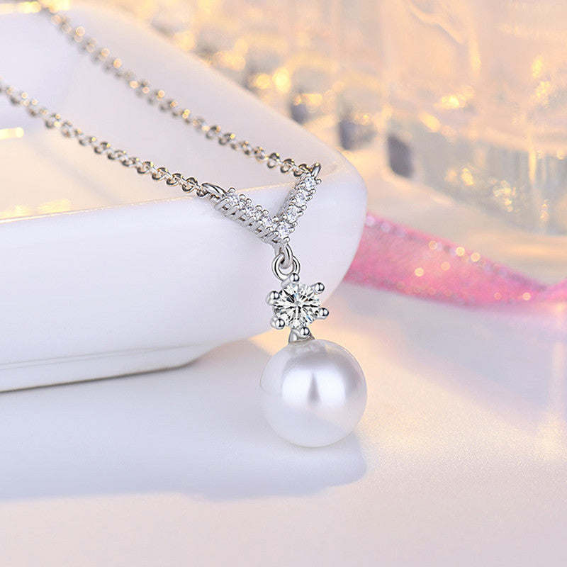 Jewels Galaxy Silver Plated American Diamond Studded Contemporary Korean Pendant
