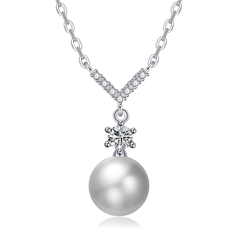Jewels Galaxy Silver Plated American Diamond Studded Contemporary Korean Pendant