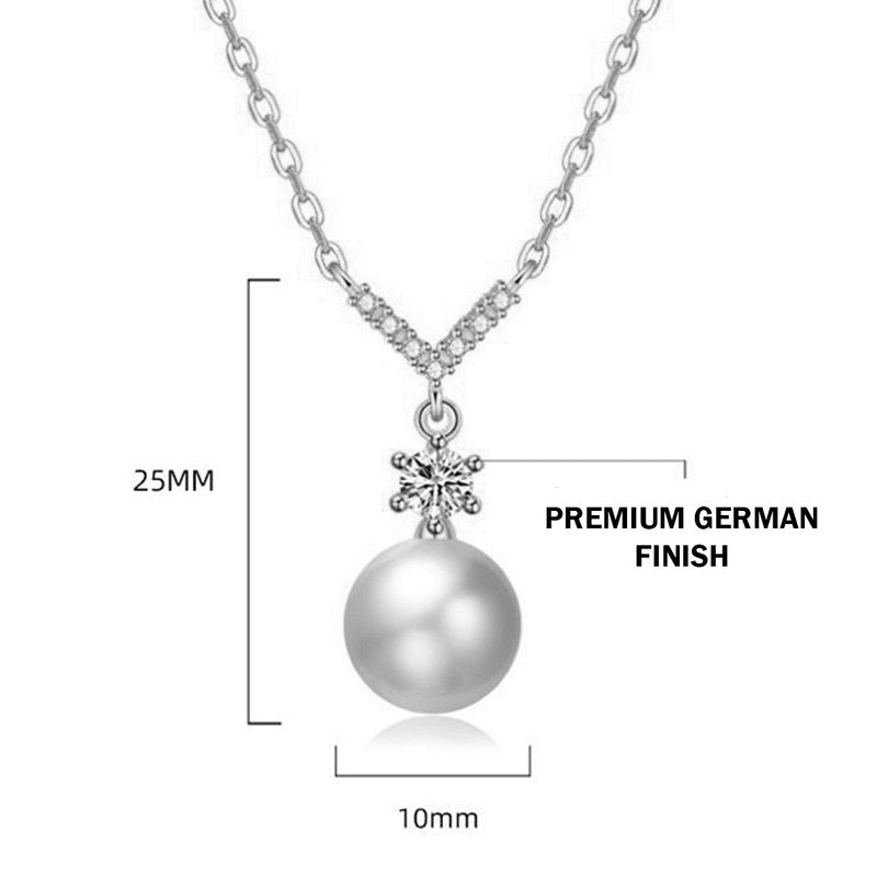 Jewels Galaxy Silver Plated American Diamond Studded Contemporary Korean Pendant