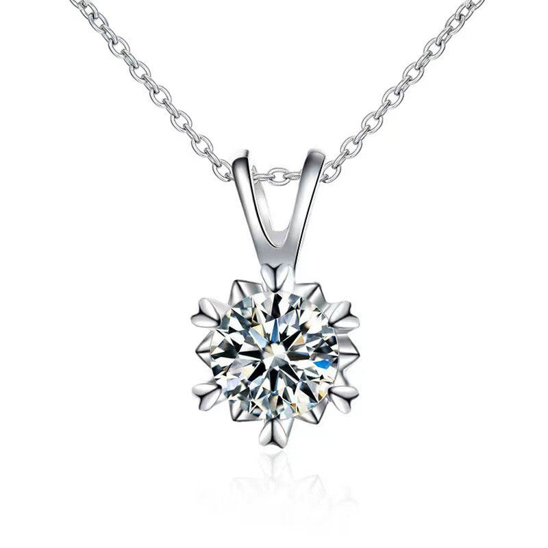 Jewels Galaxy Silver Plated American Diamond Studded Rown Contemporary Pendant