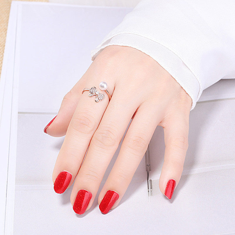 Jewels Galaxy Rose Gold Plated AD Studded Butterfly Shape Contemporary Finger Ring