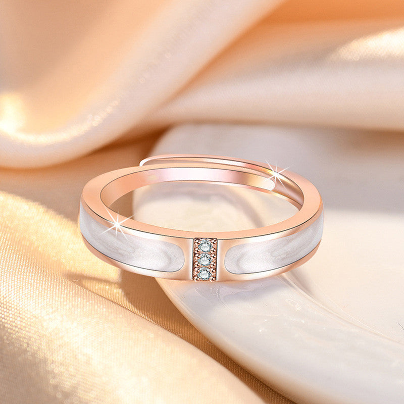 Jewels Galaxy Rose Gold Plated American Diamond Studded Contemporary Korean Finger Ring