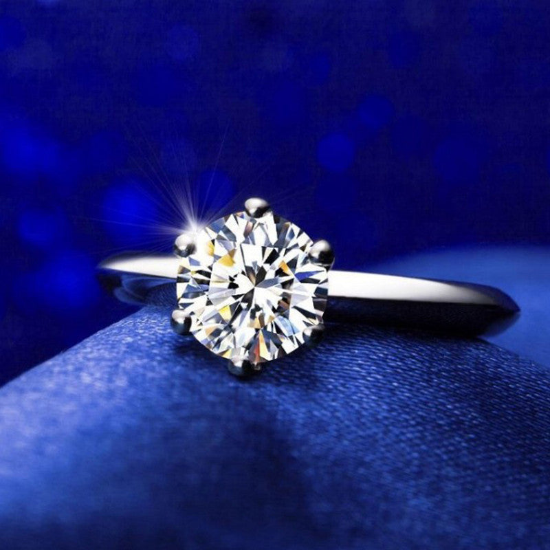 Jewels Galaxy Silver Plated Crystal Studded Anti Tarnish Solitaire Adjustable Finger Ring