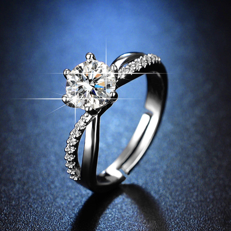 Jewels Galaxy Silver Plated AD Studded Contemporary Anti Tarnish Adjustable Finger Ring