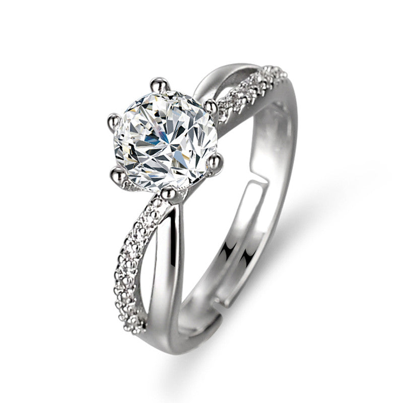 Jewels Galaxy Silver Plated AD Studded Contemporary Anti Tarnish Adjustable Finger Ring