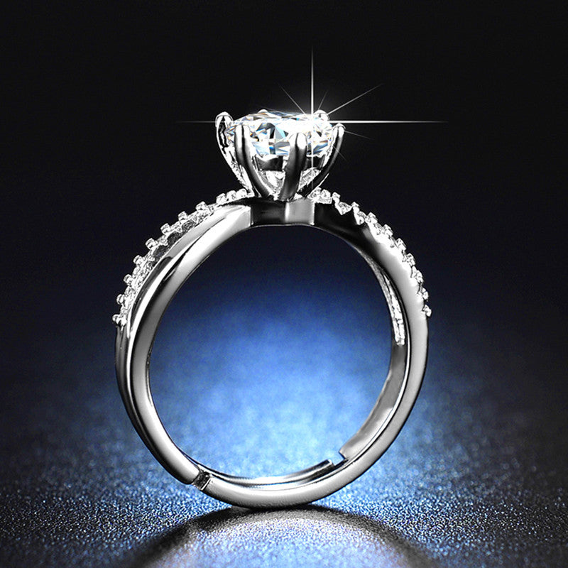 Jewels Galaxy Silver Plated AD Studded Contemporary Anti Tarnish Adjustable Finger Ring