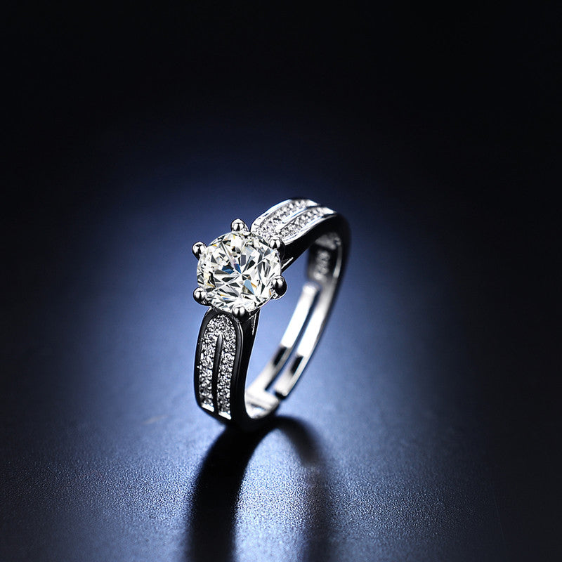 Jewels Galaxy Silver Plated AD Studded Contemporary Anti Tarnish Adjustable Finger Ring