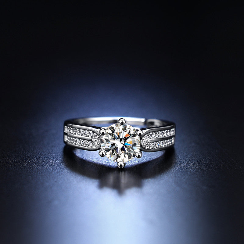 Jewels Galaxy Silver Plated AD Studded Contemporary Anti Tarnish Adjustable Finger Ring