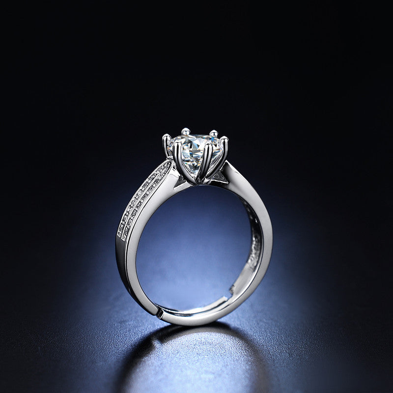 Jewels Galaxy Silver Plated AD Studded Contemporary Anti Tarnish Adjustable Finger Ring