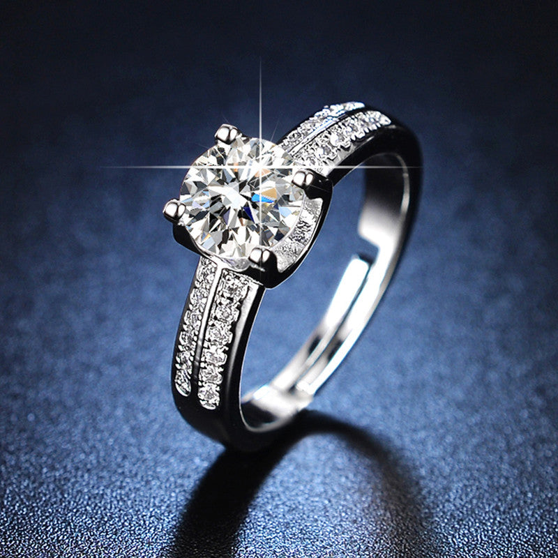 Jewels Galaxy Silver Plated AD Studded Contemporary Anti Tarnish Adjustable Finger Ring