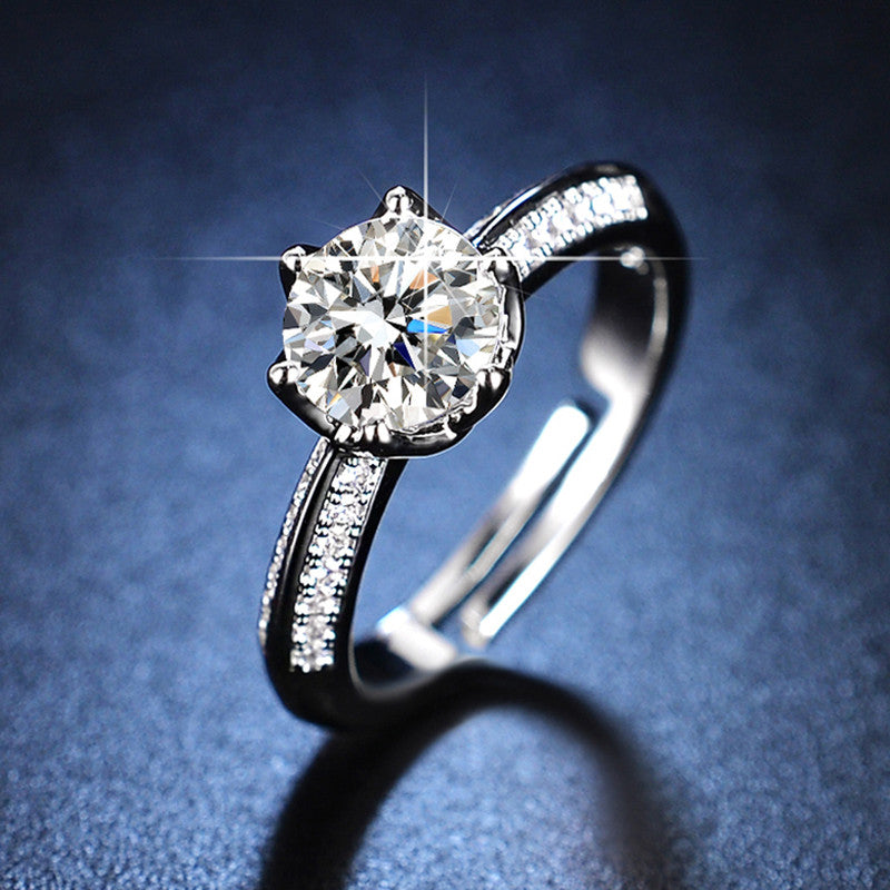 Jewels Galaxy Silver Plated AD Studded Contemporary Anti Tarnish Adjustable Finger Ring