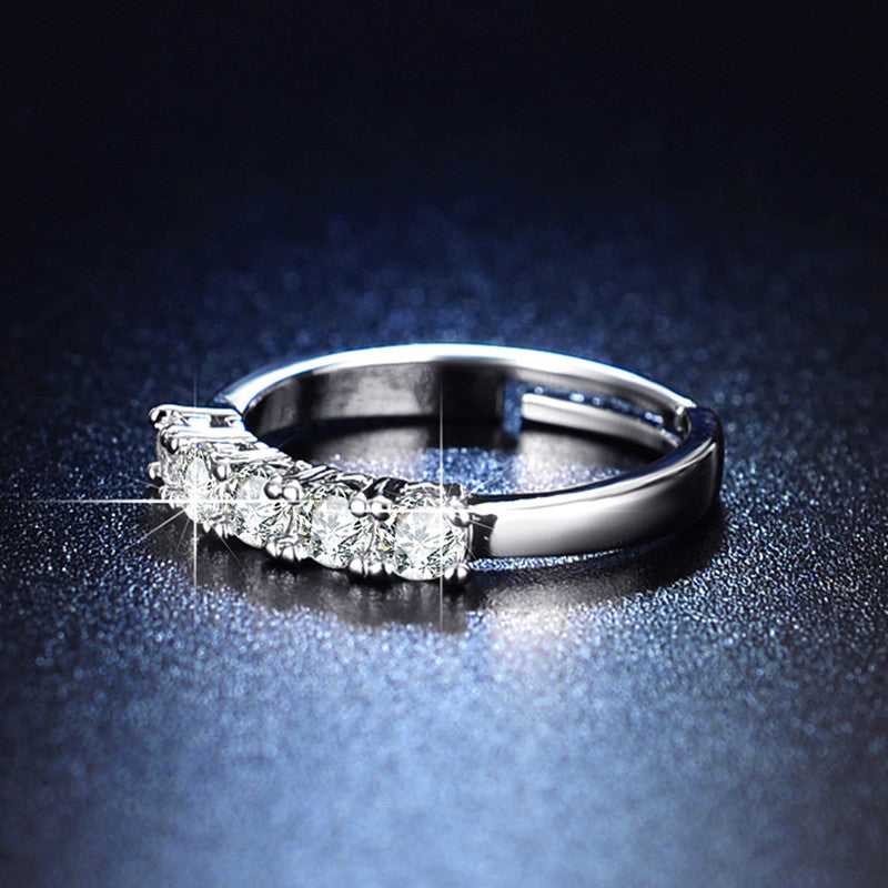 Jewels Galaxy Silver Plated AD Studded Round Cut Anti Tarnish Adjustable Finger Ring