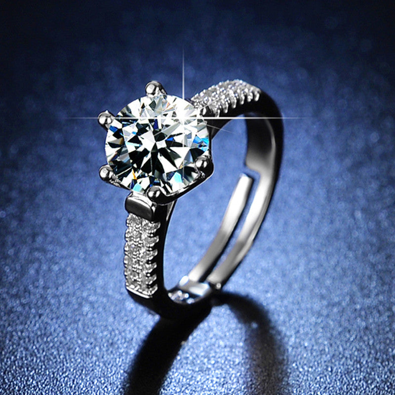 Jewels Galaxy Silver Plated AD Studded Contemporary Anti Tarnish Solitaire Adjustable Ring
