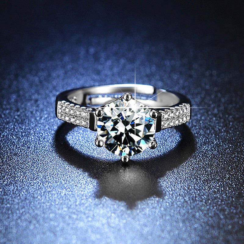 Jewels Galaxy Silver Plated AD Studded Contemporary Anti Tarnish Solitaire Adjustable Ring
