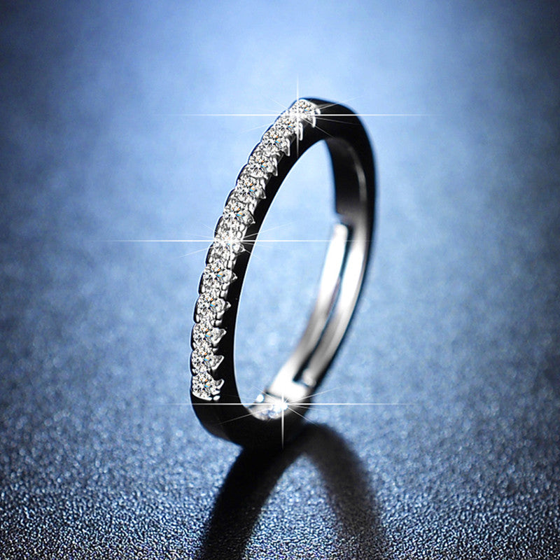 Jewels Galaxy Silver Plated AD Studded Anti Tarnish Contemporary Adjustable Round Finger Ring