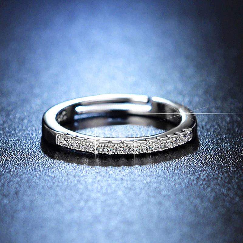 Jewels Galaxy Silver Plated AD Studded Anti Tarnish Contemporary Adjustable Round Finger Ring