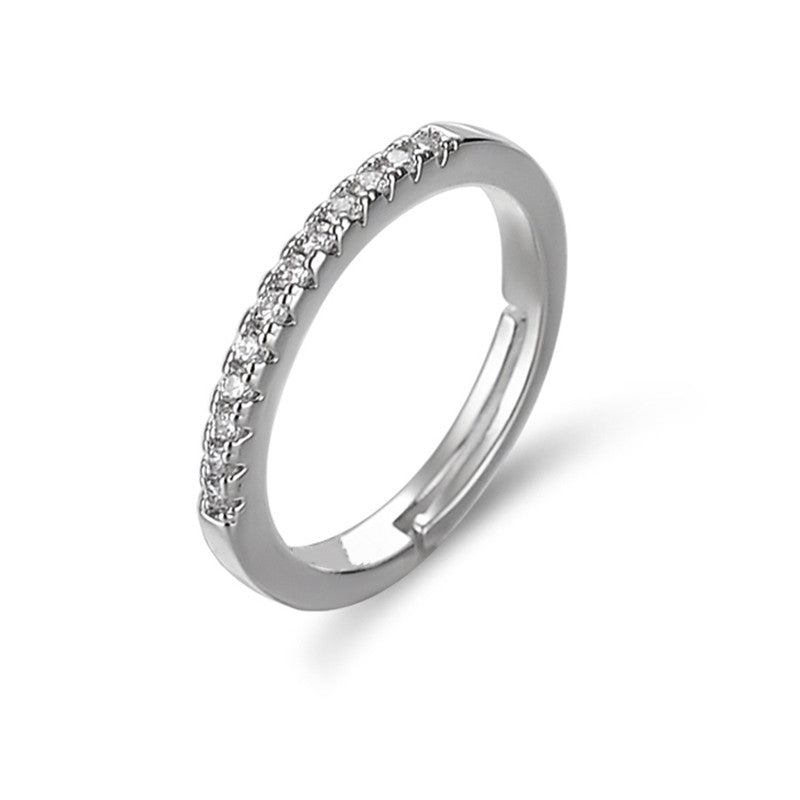 Jewels Galaxy Silver Plated AD Studded Anti Tarnish Contemporary Adjustable Round Finger Ring