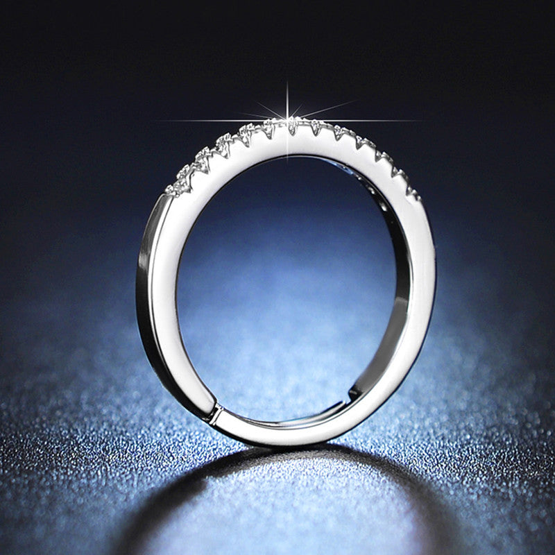 Jewels Galaxy Silver Plated AD Studded Anti Tarnish Contemporary Adjustable Round Finger Ring