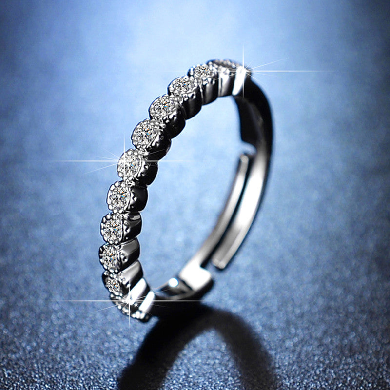 Jewels Galaxy Silver Plated AD Studded Anti Tarnish Contemporary Adjustable Round Finger Ring