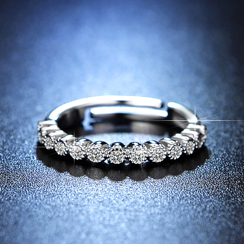 Jewels Galaxy Silver Plated AD Studded Anti Tarnish Contemporary Adjustable Round Finger Ring