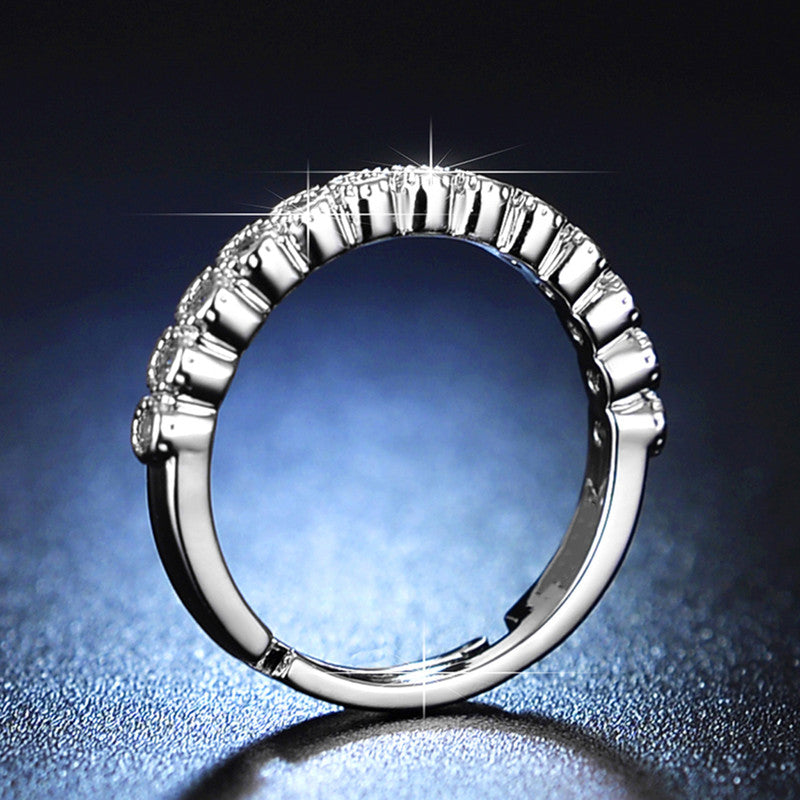 Jewels Galaxy Silver Plated AD Studded Anti Tarnish Contemporary Adjustable Round Finger Ring