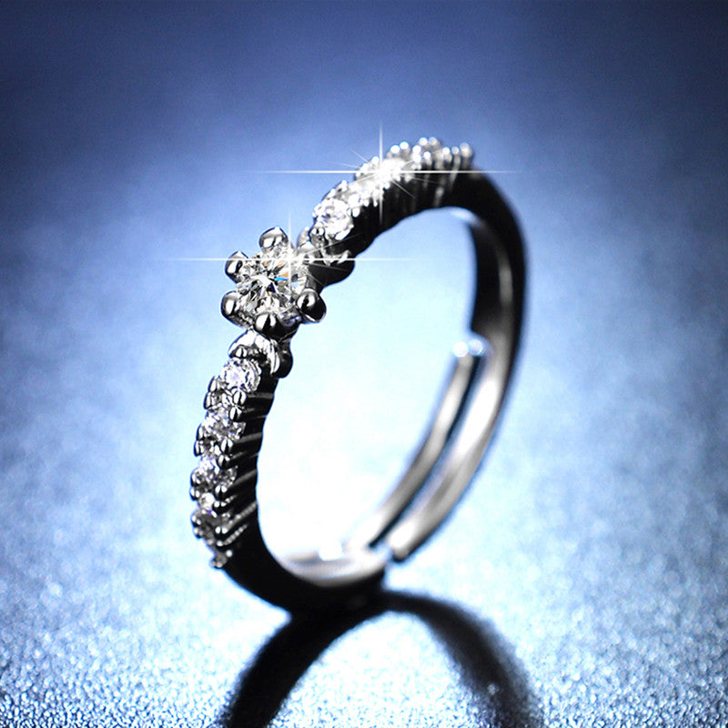 Jewels Galaxy Silver Plated AD Studded Contemporary Anti Tarnish Adjustable Round Finger Ring
