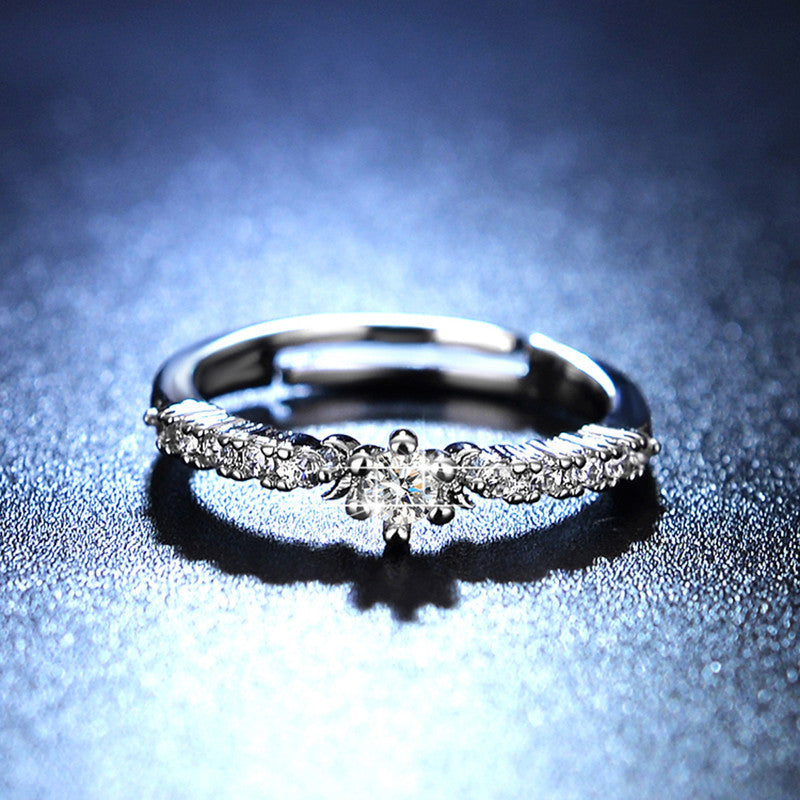 Jewels Galaxy Silver Plated AD Studded Contemporary Anti Tarnish Adjustable Round Finger Ring